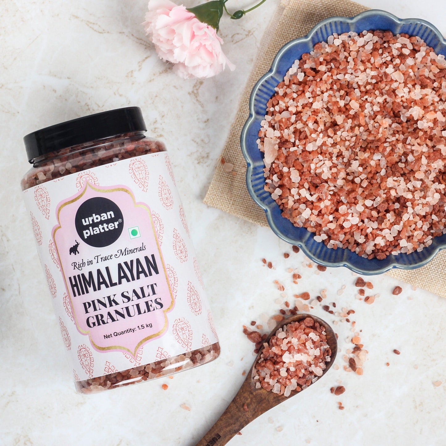 Urban Platter Pink Himalayan Rock Salt Granules - 1.5 kgs