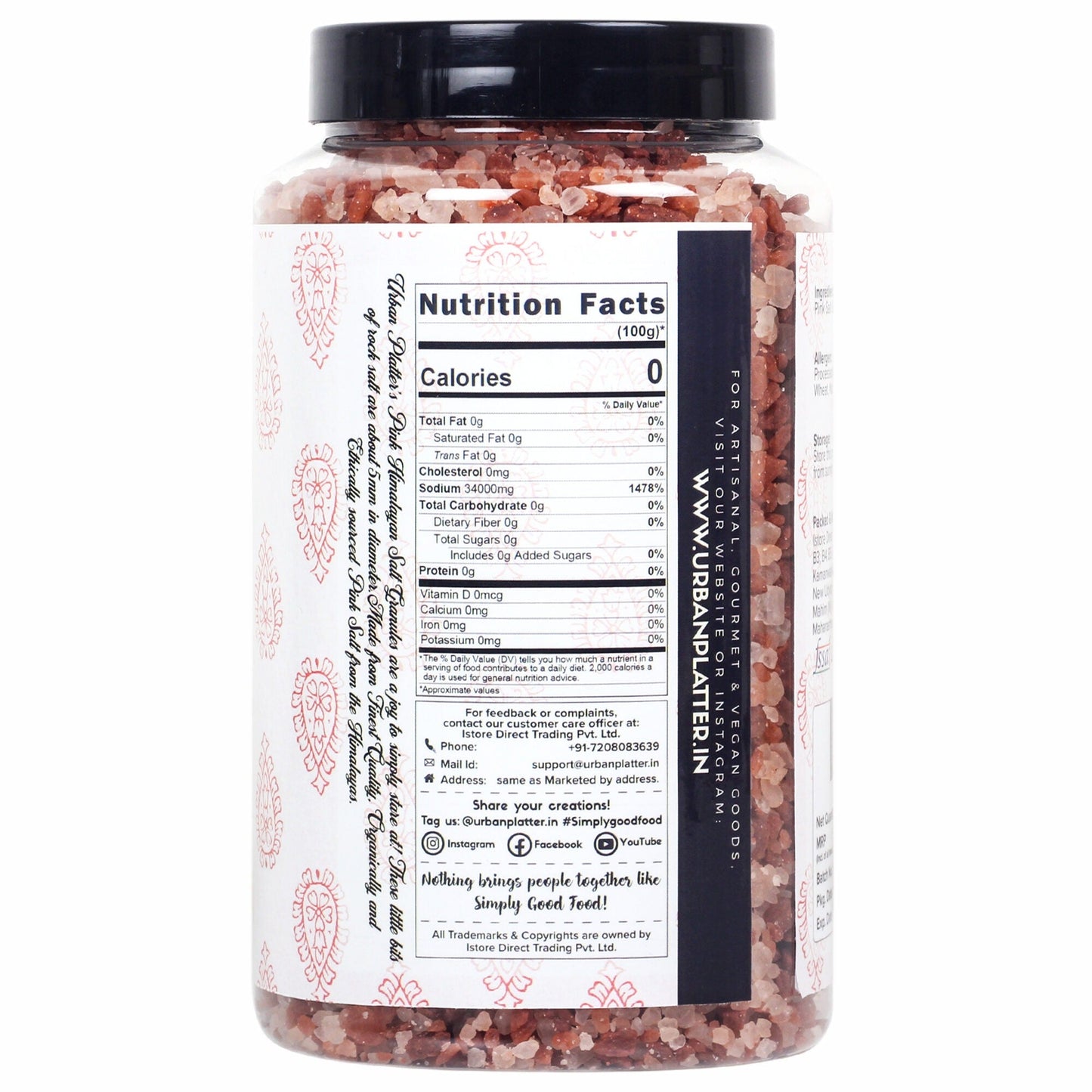 Urban Platter Pink Himalayan Rock Salt Granules - 1 kg