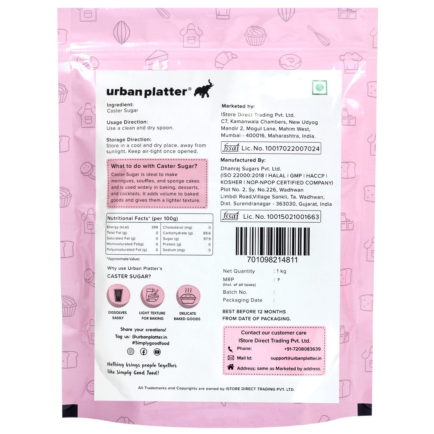 Urban Platter Professional Caster Sugar - 1 kg