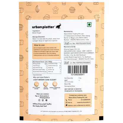 Urban Platter Light Soft Brown Cane Sugar - 1 kg