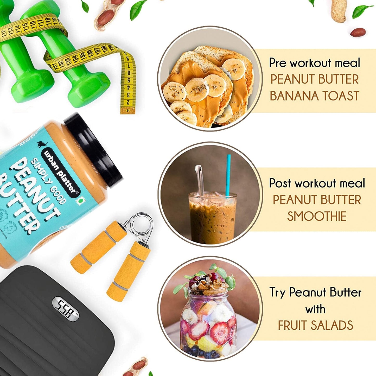 Urban Platter Natural Creamy Peanut Butter - 1 kg