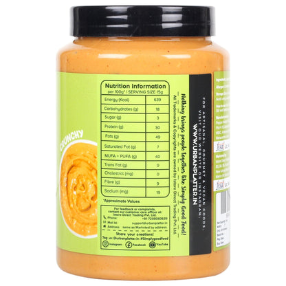 Urban Platter Natural Crunchy Peanut Butter - 1 kg