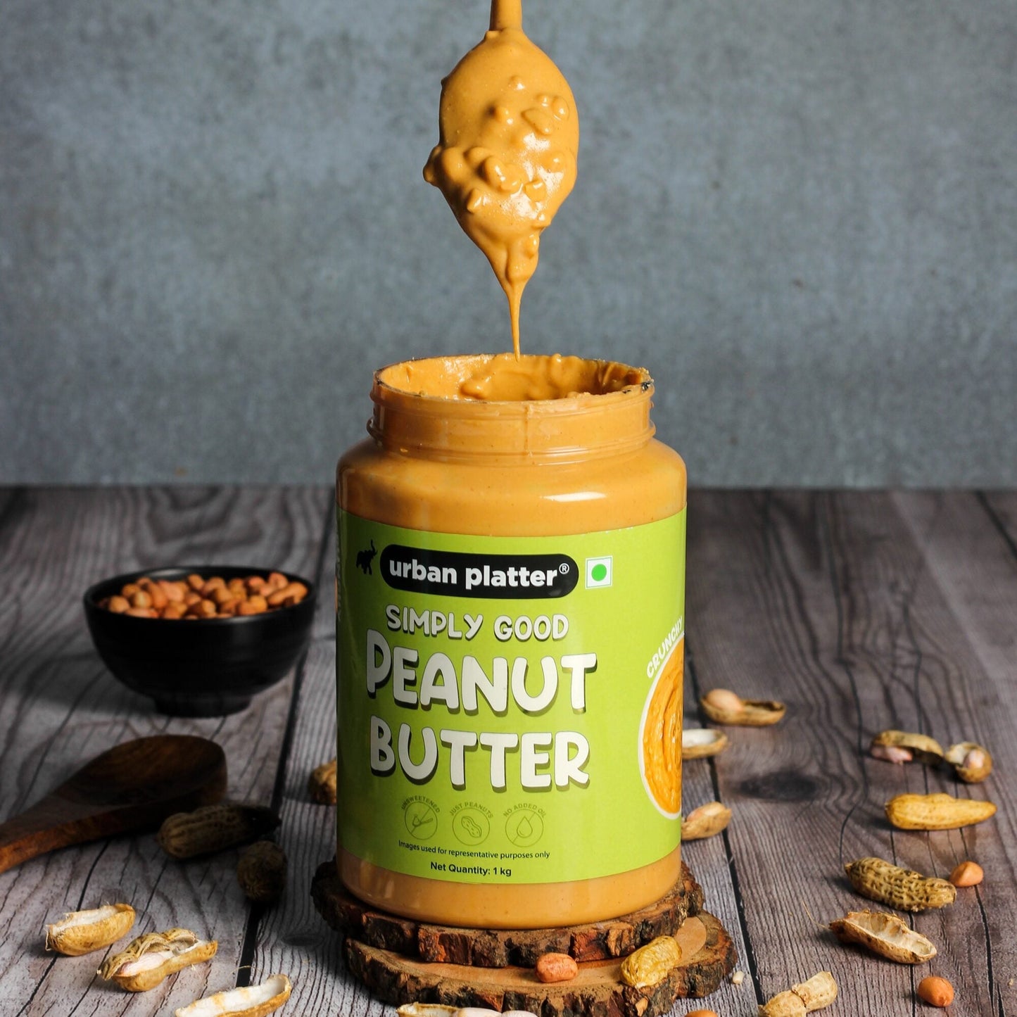 Urban Platter Natural Crunchy Peanut Butter - 1 kg