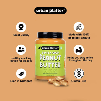 Urban Platter Natural Crunchy Peanut Butter - 1 kg