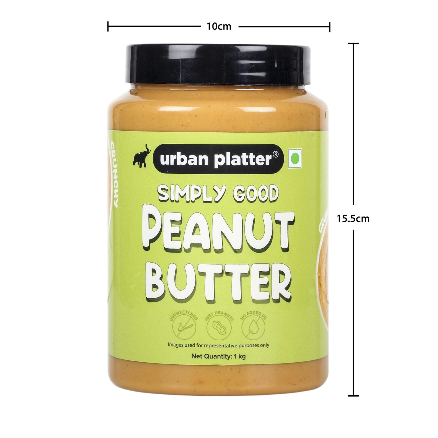 Urban Platter Natural Crunchy Peanut Butter - 1 kg