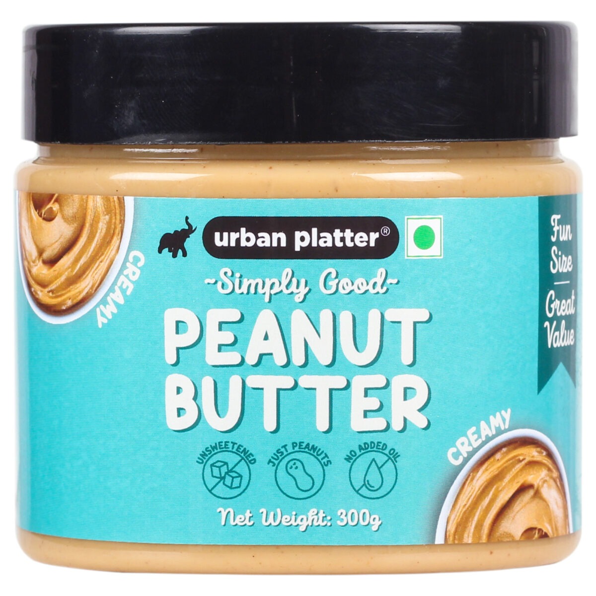 Urban Platter Natural Creamy Peanut Butter [Unsweetened, No Added Oil] - 300 gms
