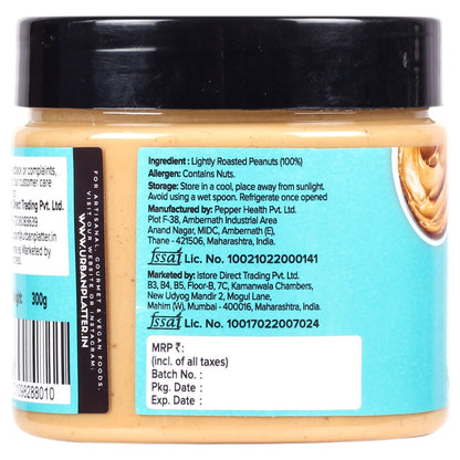 Urban Platter Natural Creamy Peanut Butter [Unsweetened, No Added Oil] - 300 gms