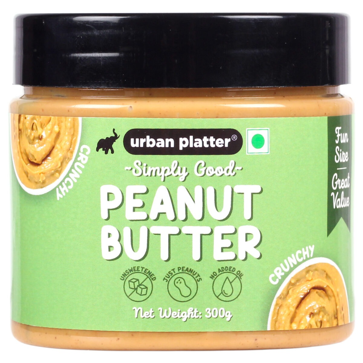 Urban Platter Natural Crunchy Peanut Butter - 300 gms