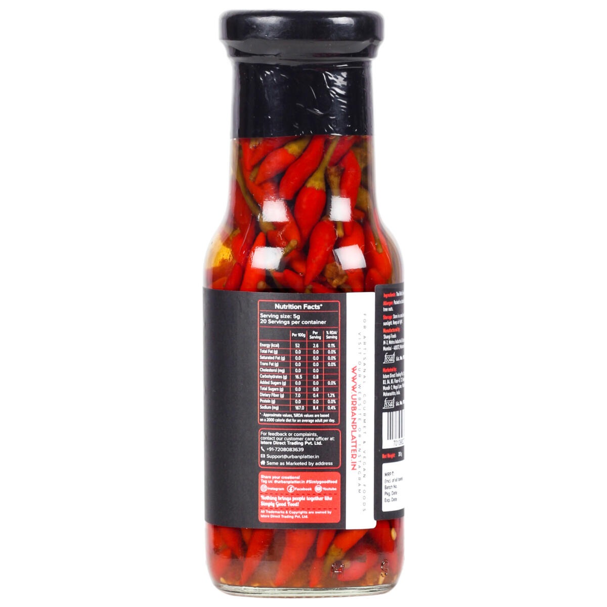 Urban Platter Extra Spicy Thai Bird’s Eye Chilli in Vinegar - 200 gms