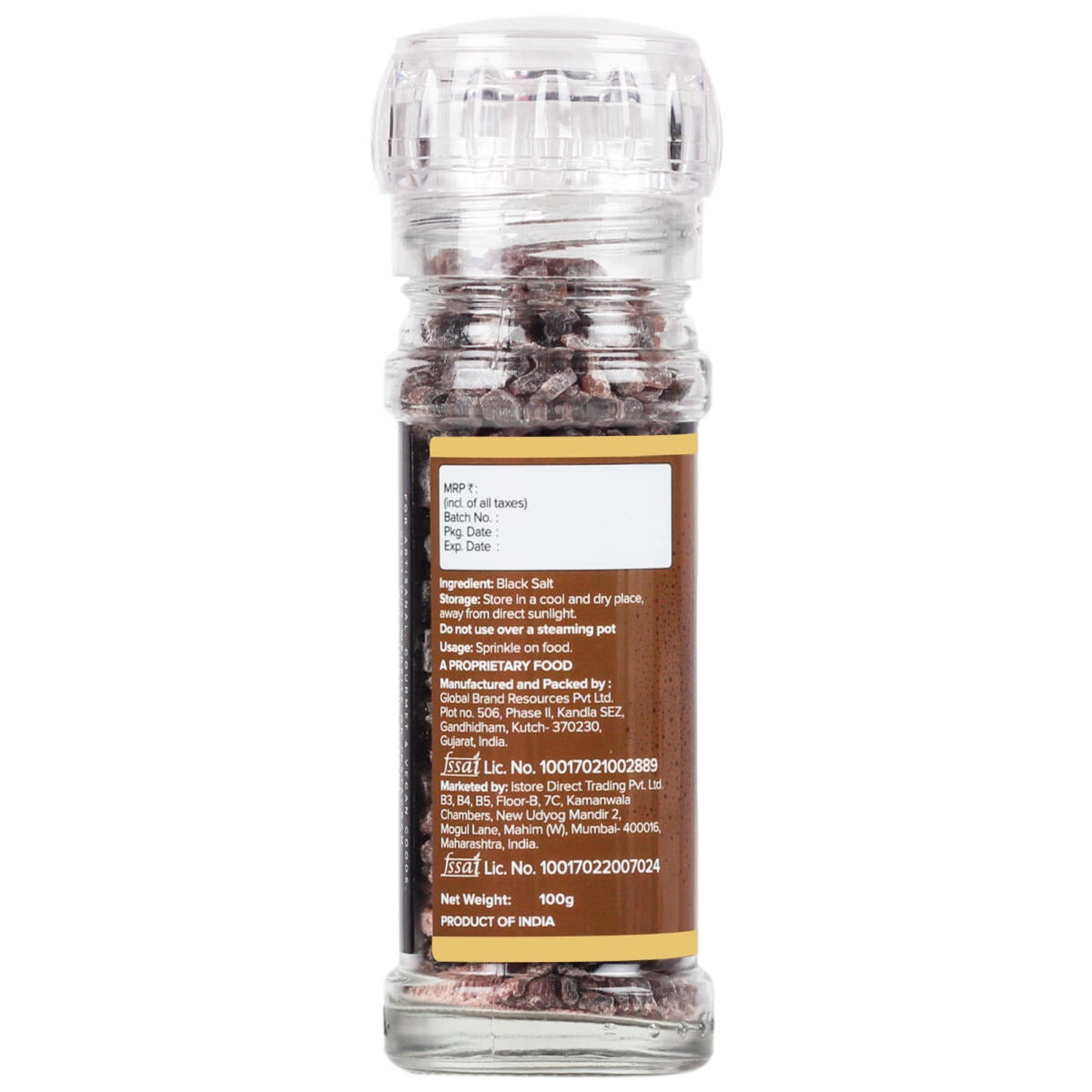Urban Platter Black Rock Salt Grinder - 100 gms