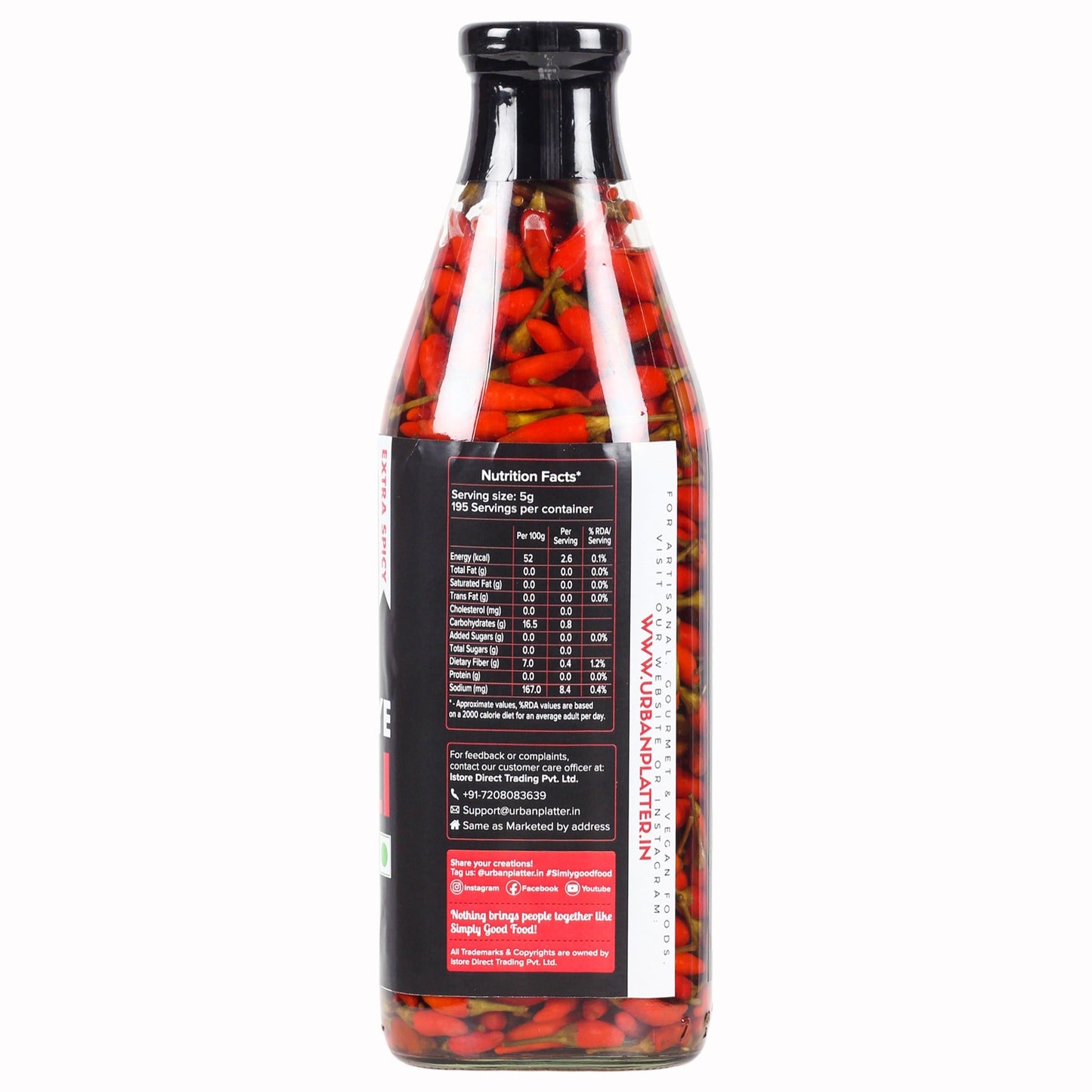 Urban Platter Extra Spicy Thai Bird’s Eye Chilli in Vinegar - 975 gms