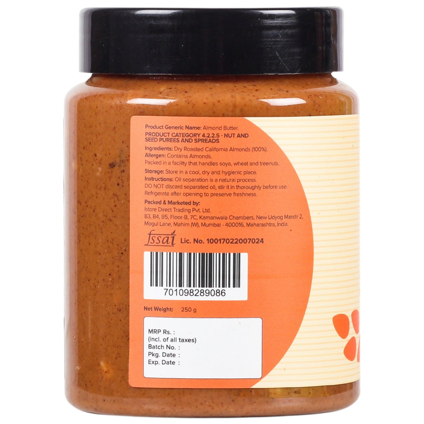 Urban Platter Crunchy Almond Butter - 250 gms