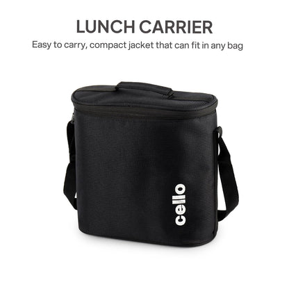 CELLO MF Glassy Pro Lunch Box with Jacket For Office, Black