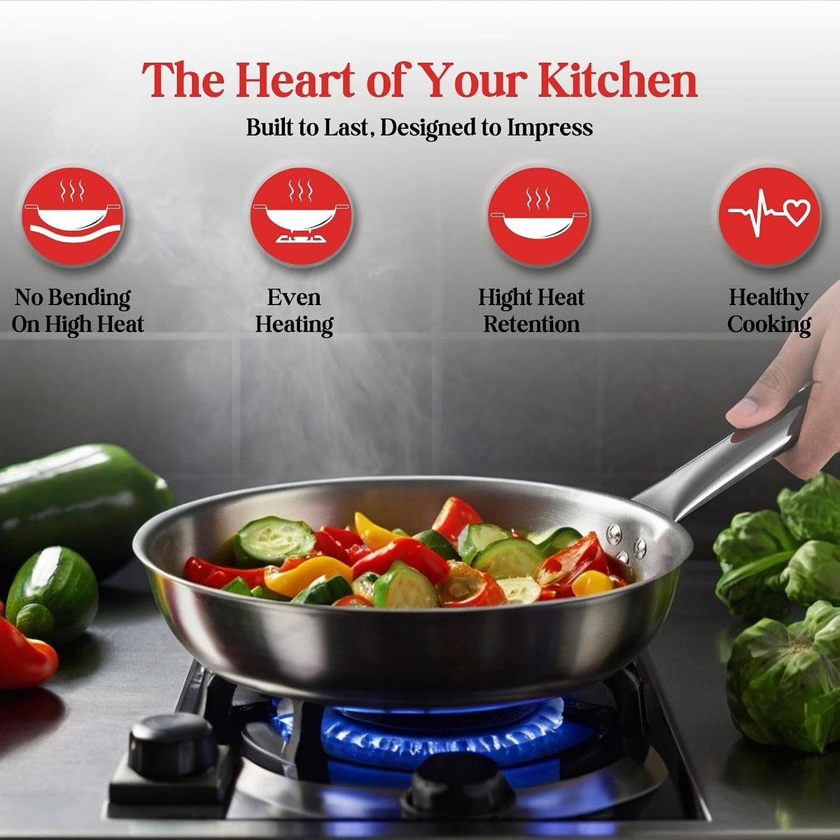 Kraft Futuretec Triply Stainless Steel 2 Pcs Combo Set of Extra Deep Kadhai 3.3 litres