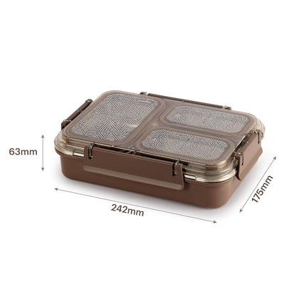 CELLO Tri Lunch Insulated Lunch Box , Brown - Set of 1