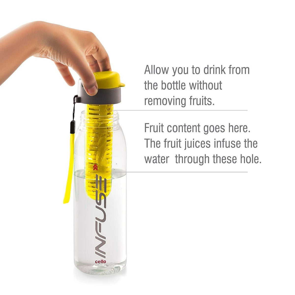 CELLO Infuse Water Bottle 800ml, Yellow