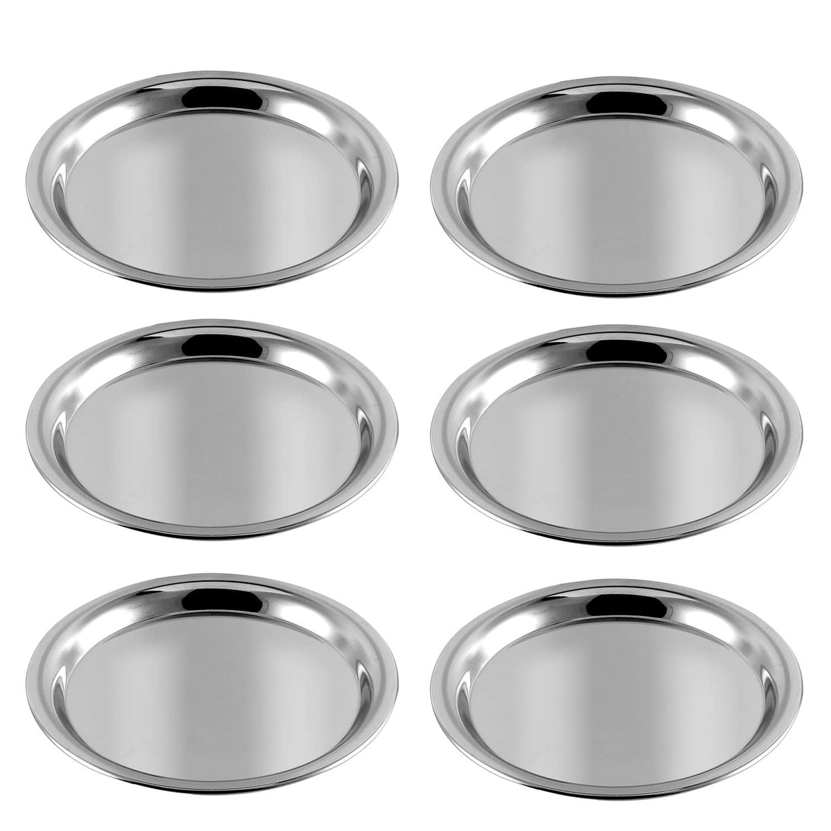 Vinod Kraft Round Stainless Steel Thali Set of 6 Pcs (30 Cm Dia)