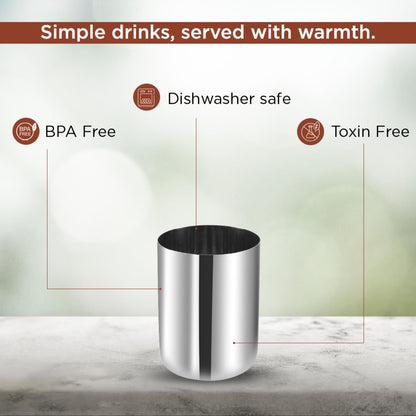 Kraft Royal Stainless Steel Glass Set of 6-400ml Each