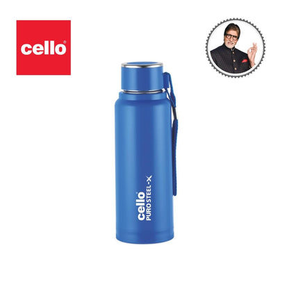 Cello Puro Steel-X Benz PU Insulated Water Bottle 410ml, Blue