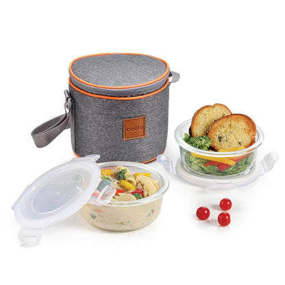 Cello Royale Glass Lunch Box Set of 2 Vertical