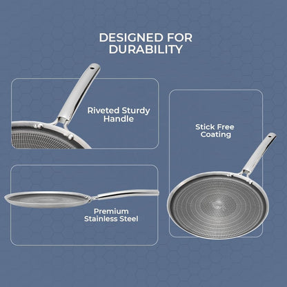 Kraft Futuretec Pro Triply Stainless Steel Dosa Tawa - 30 cm, 2.5 mm Thick