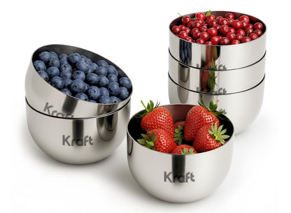 Kraft Premium Stainless Steel Bowl Set of 6-250 ml
