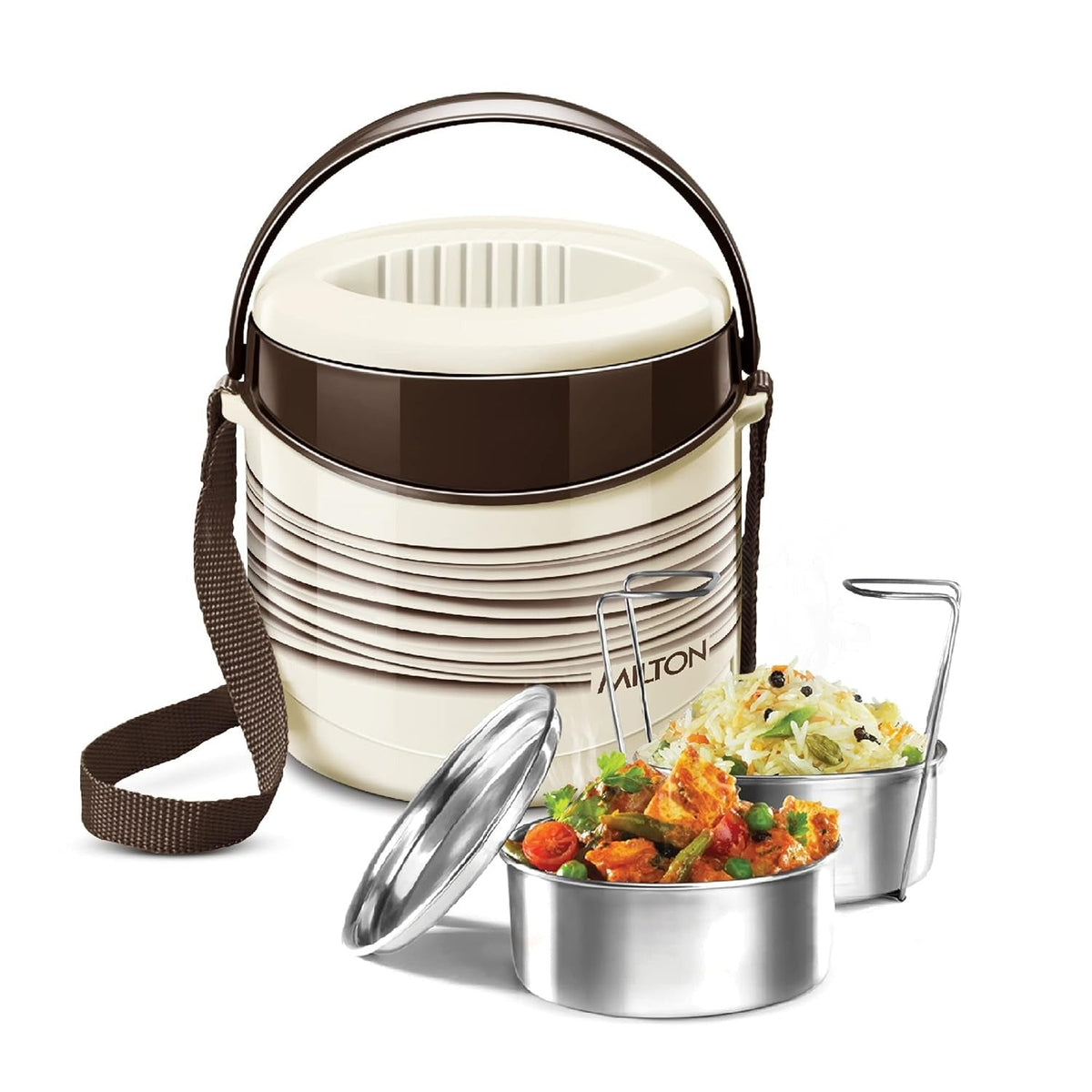 MILTON Econa Deluxe 3 Stainless Steel Containers with Steam Vent 260 ml