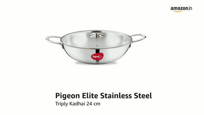 Pigeon Elite Stainless Steel Triply Kadhai 24 cm