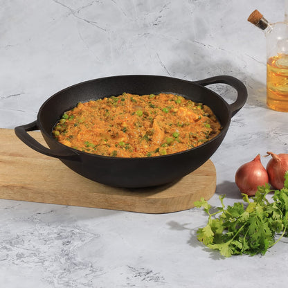 Kraft Infinity Pre-Seasoned Cast Iron Kadai 24cm Induction Friendly