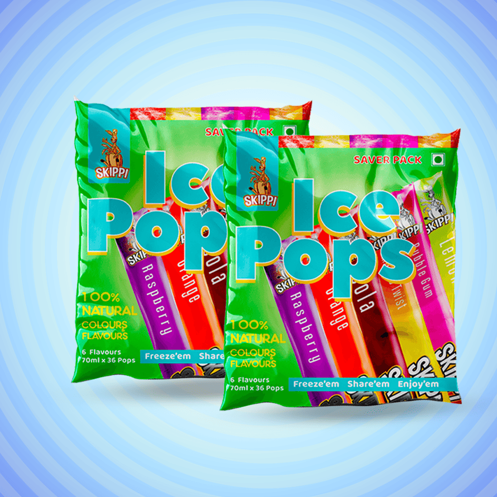 Pack of 2,All Flavor Saver Bag of Skippi Natural Ice pops, 36x2 Ice Pops