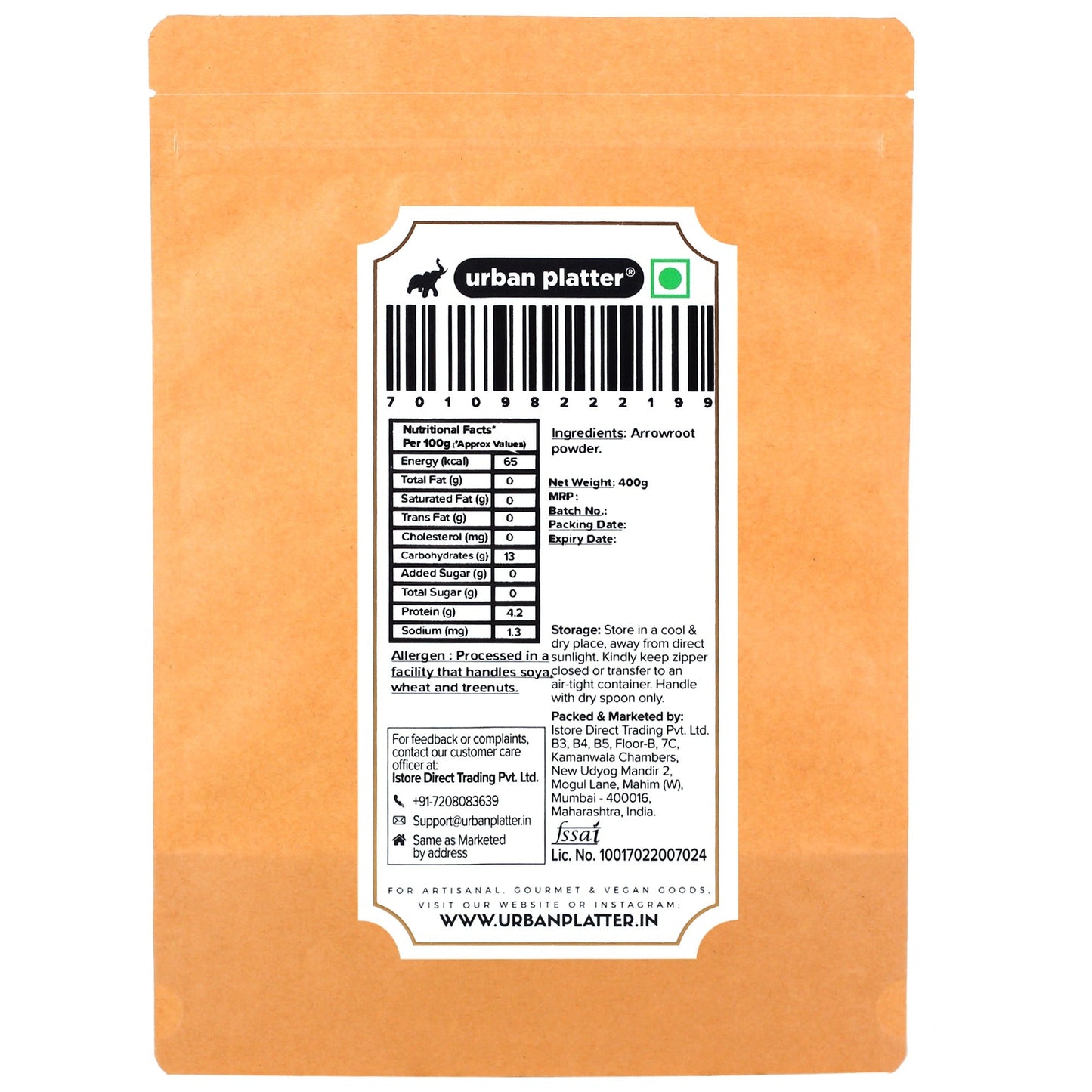 Urban Platter Arrowroot Powder - 400 gms