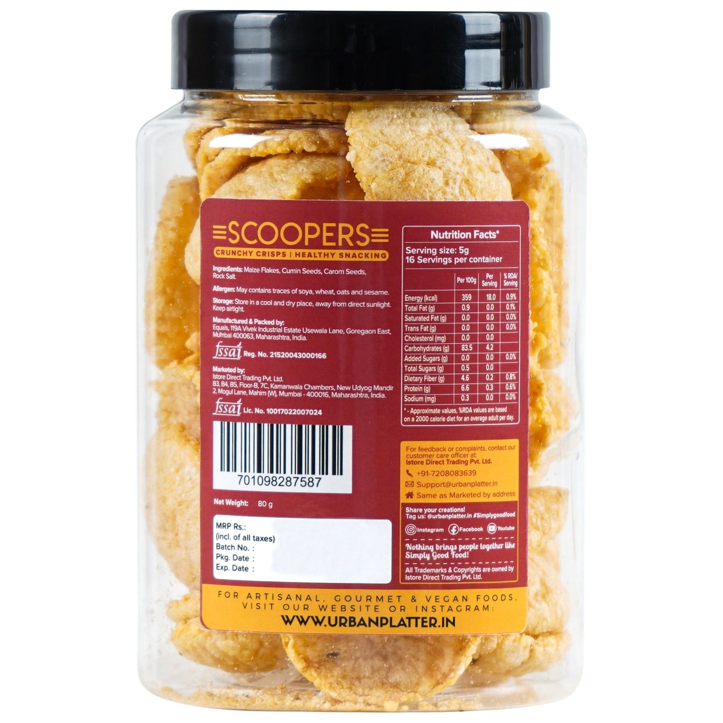 Urban Platter Scoopers Original Indian - 80 gms