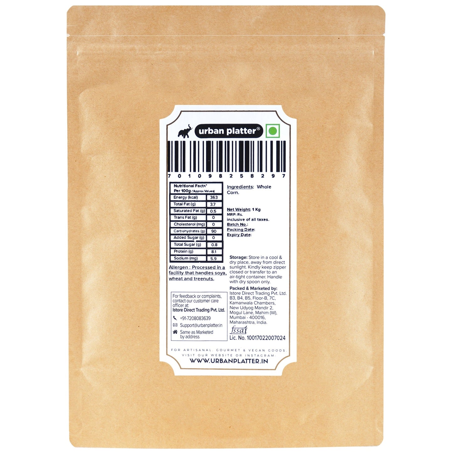 Urban Platter Golden Corn Flour (Makka Atta) - 1 kg