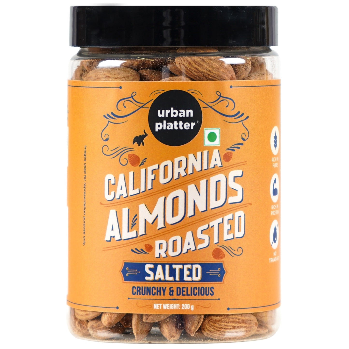 Urban Platter Roasted & Lightly Salted California Almonds - 500 gms