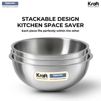Kraft Futuretec Triply Tasla Set of 3 (18cm + 20cm + 22cm) Induction Friendly