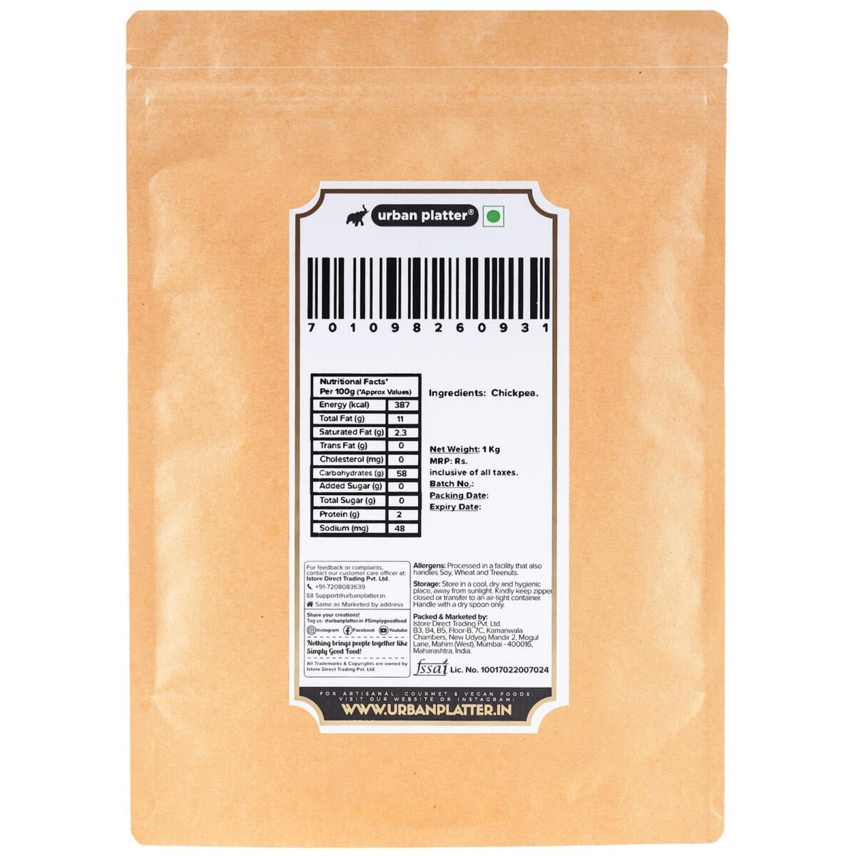 Urban Platter Chickpea (Kabuli Chana) Flour - 1 kg