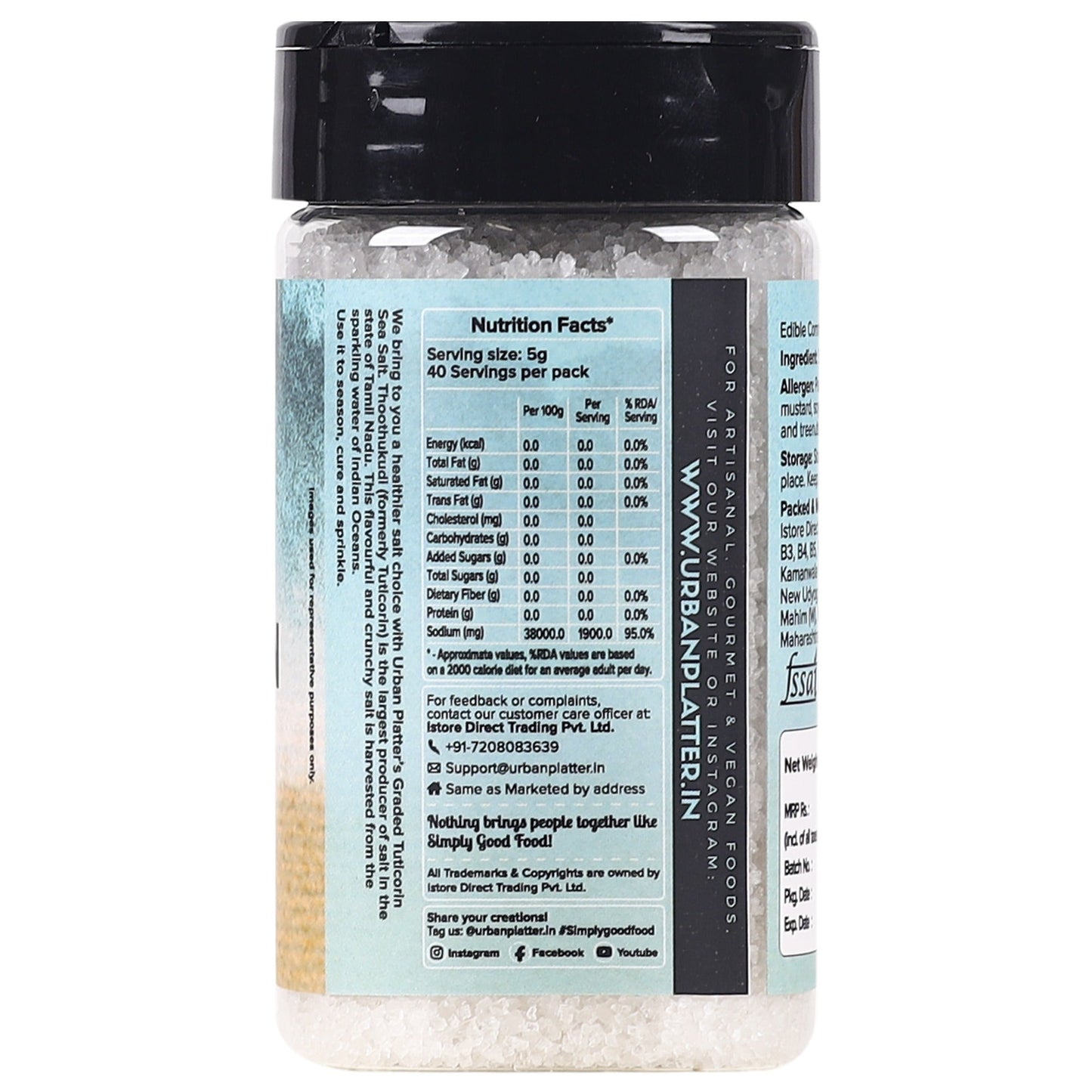 Urban Platter Graded Tuticorin Sea Salt Crystals Shaker Jar - 200 gms
