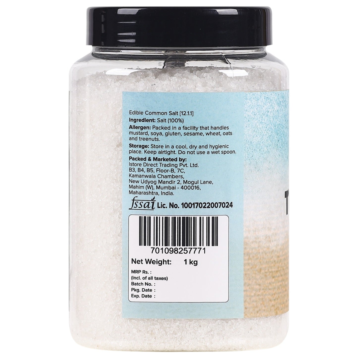 Urban Platter Graded Tuticorin Sea Salt Crystals Shaker Jar - 1 kg