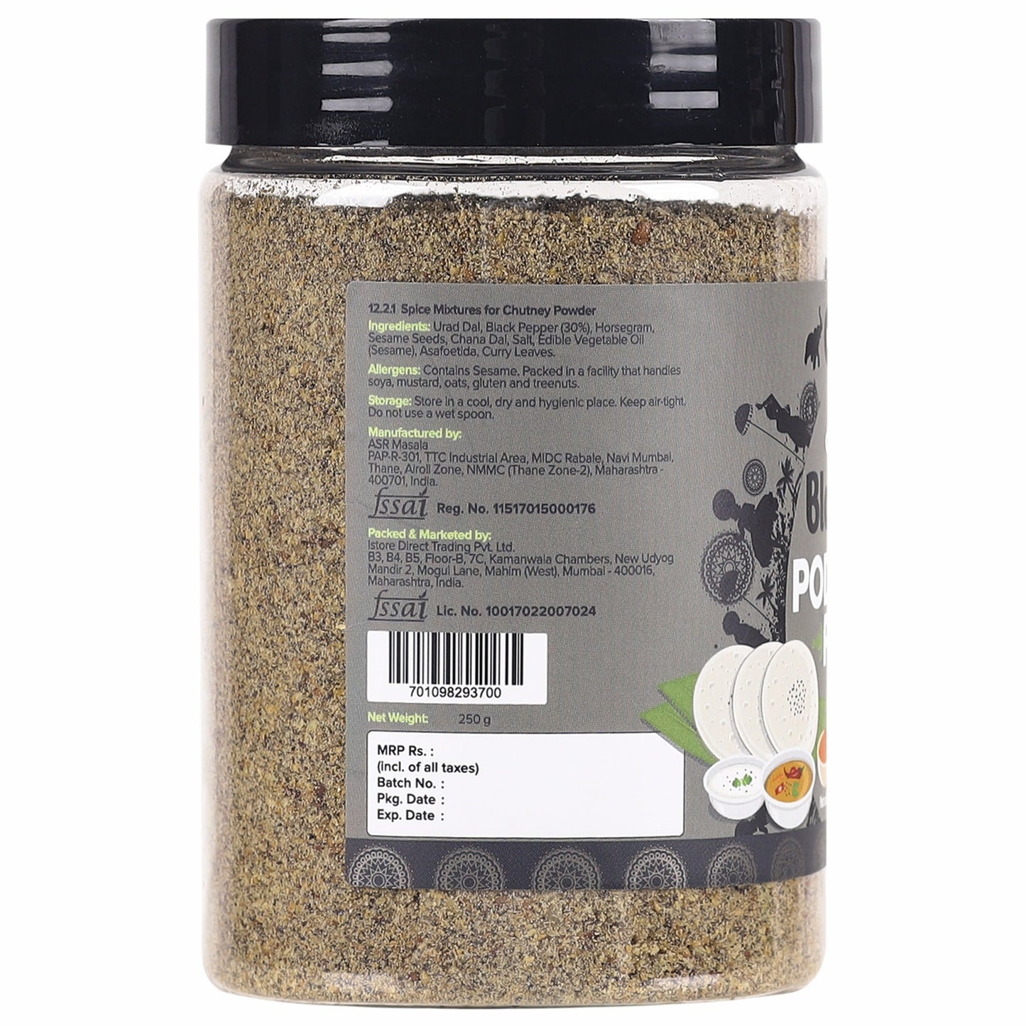 Urban Platter Classic South Indian Black Pepper Podi Chutney Powder - 250 gms