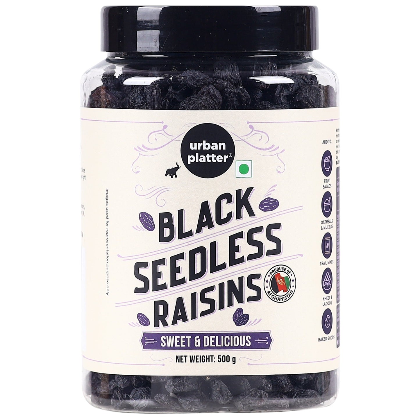Urban Platter Seedless Black Raisins - 500 gms