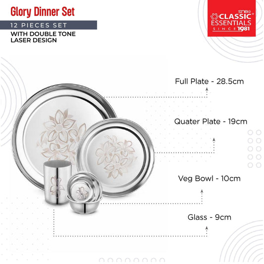 Classic Essentials Stainless Steel 12 Piece Glory Dinner Set