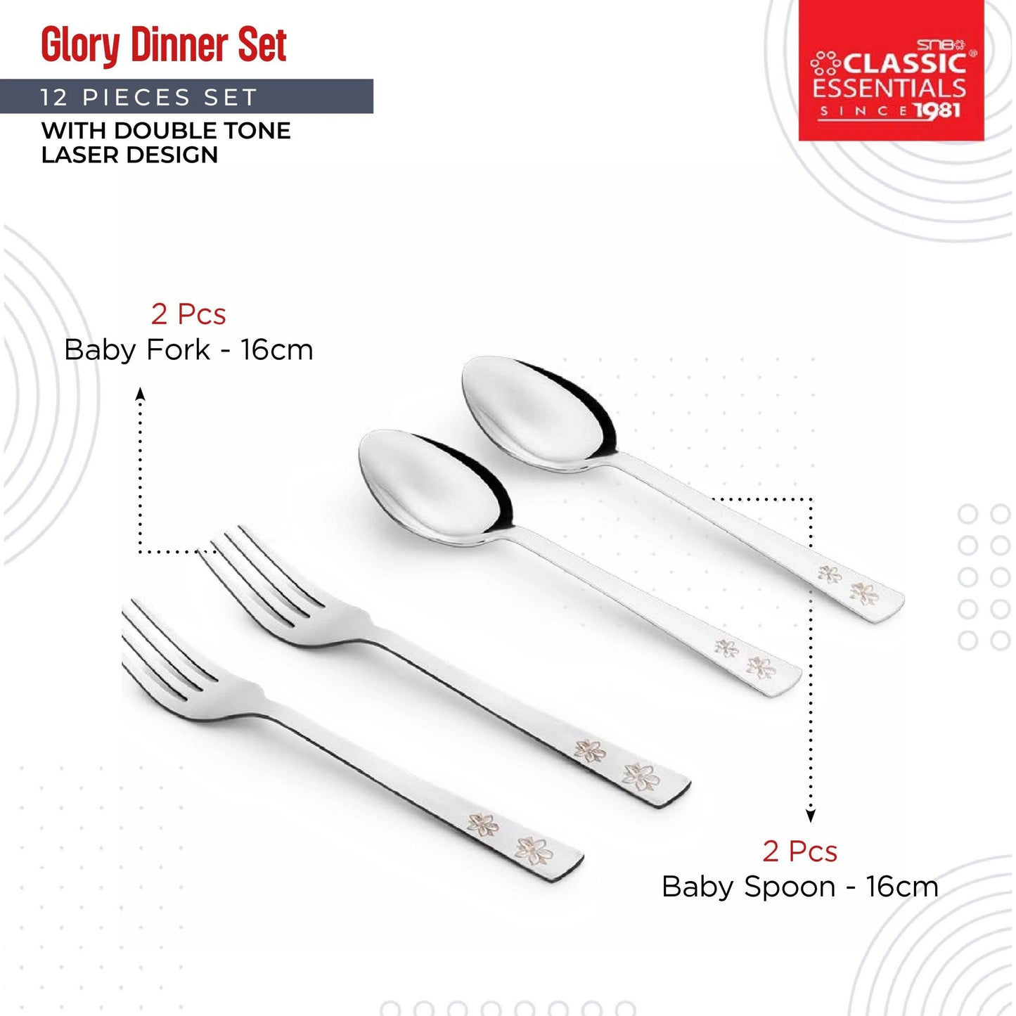 Classic Essentials Stainless Steel 12 Piece Glory Dinner Set