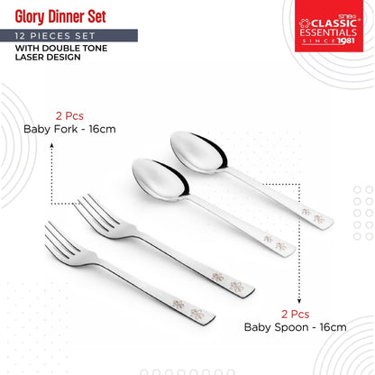 Classic Essentials Stainless Steel 12 Piece Glory Dinner Set