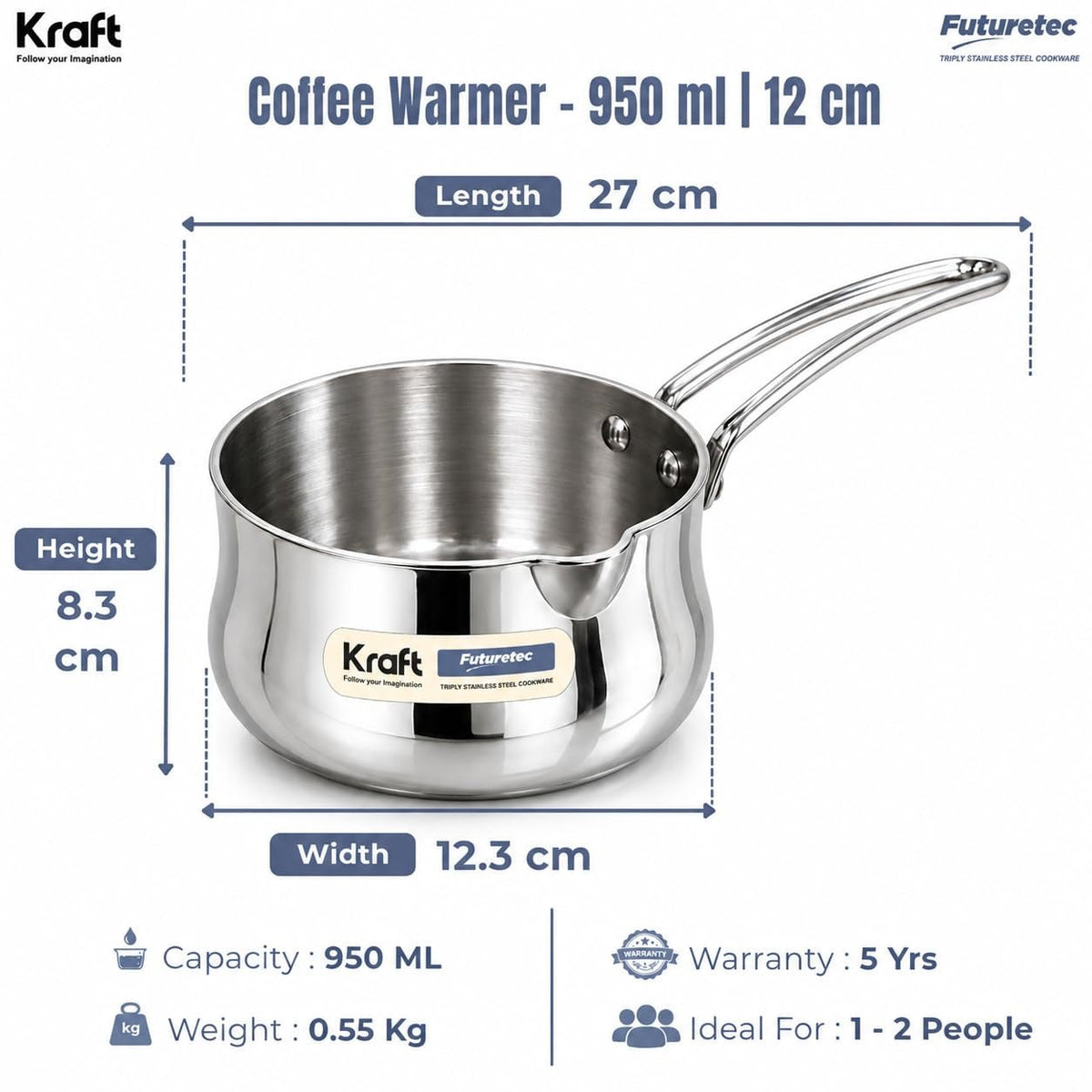 Kraft Coffee Warmer Stainless Steel - 950 ml, 12 cm