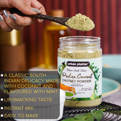 Urban Platter South Indian Style Instant Pudina (Mint) Coconut Chutney Powder - 200 gms
