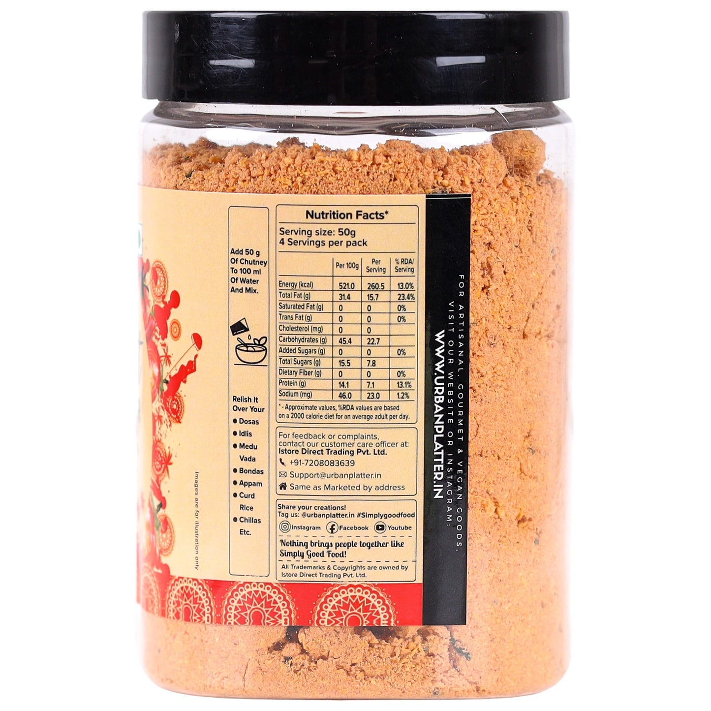 Urban Platter South Indian Style Instant Tomato Coconut Chutney Powder - 200 gms
