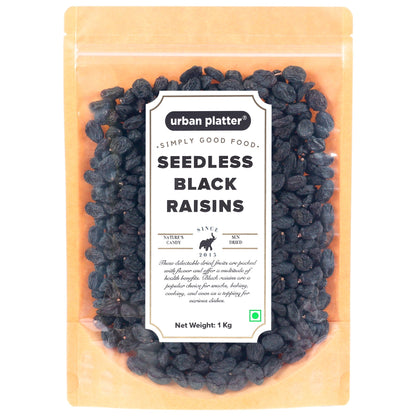 Urban Platter Seedless Black Afghan Raisins - 1 kg