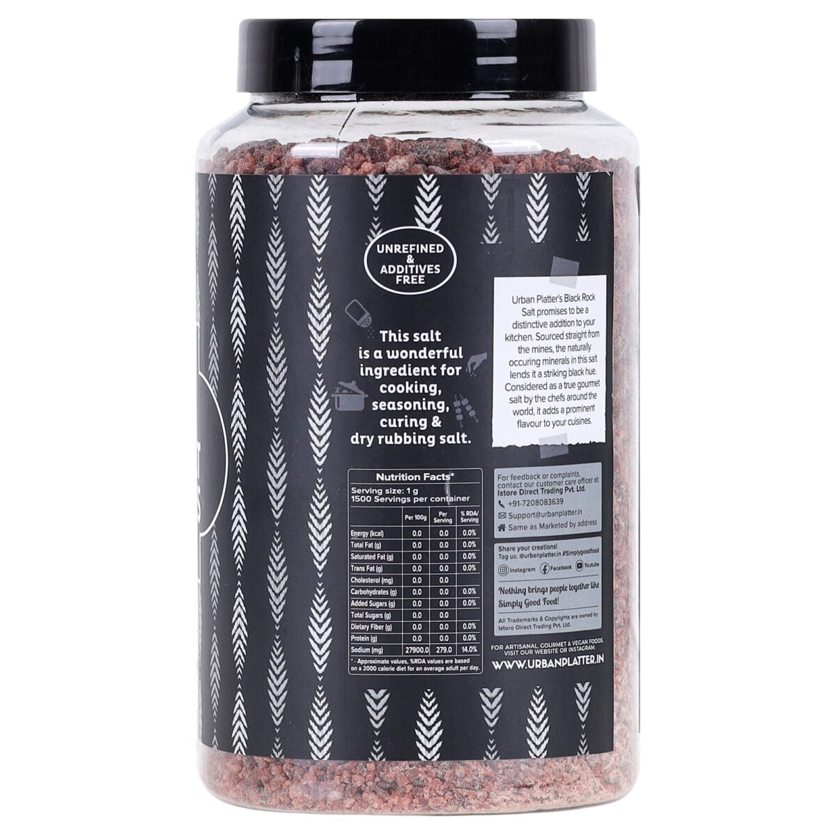 Urban Platter Black Rock Salt Granules - 1.5 kg