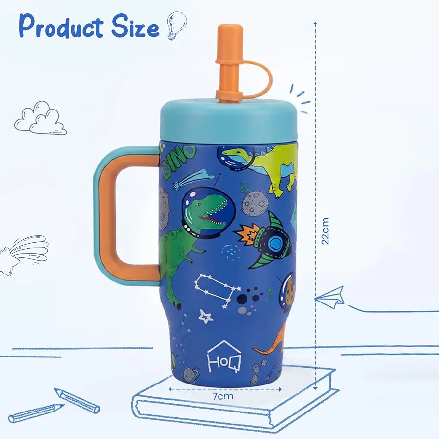 House of Quirk 530ml Kids Tumbler, Stainless Steel - Space Saurus