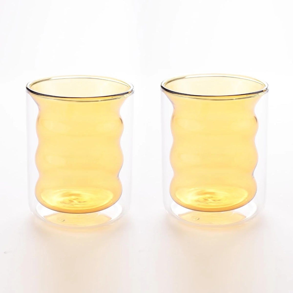 UMAI Curvy Colored Double Walled Cup (200ml) | Yellow | Pack of 2